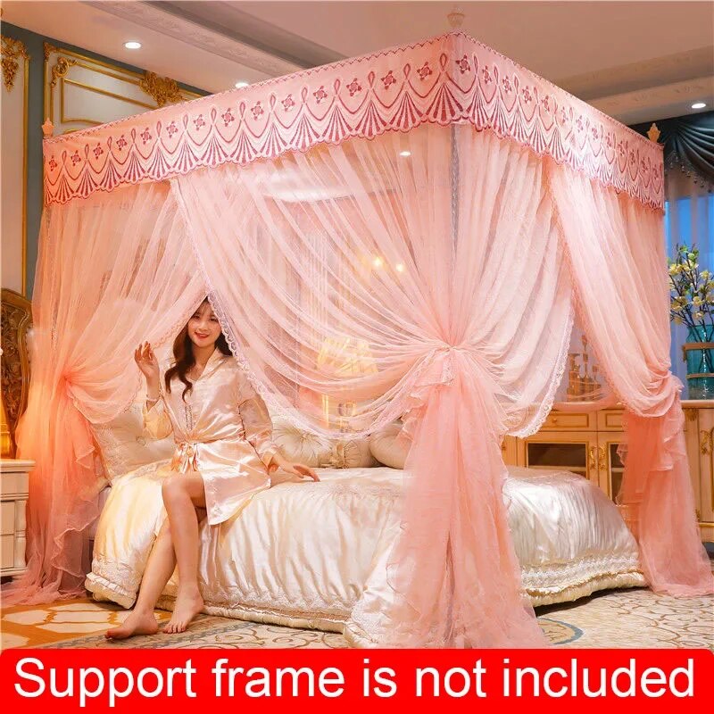 Embroidery Lace Double Bed Net Canopy