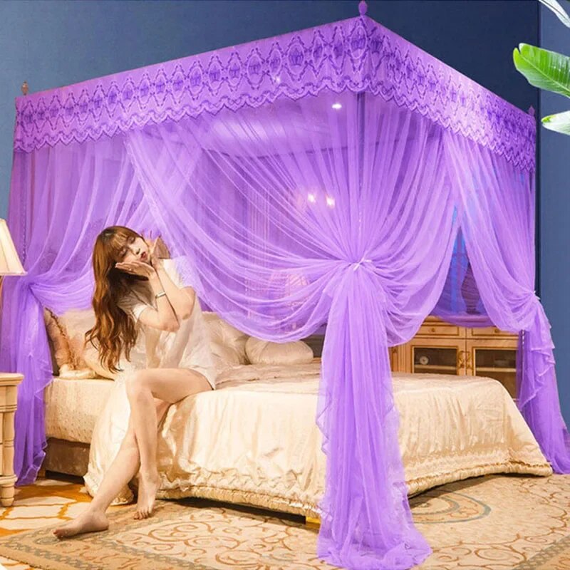 Embroidery Lace Double Bed Net Canopy