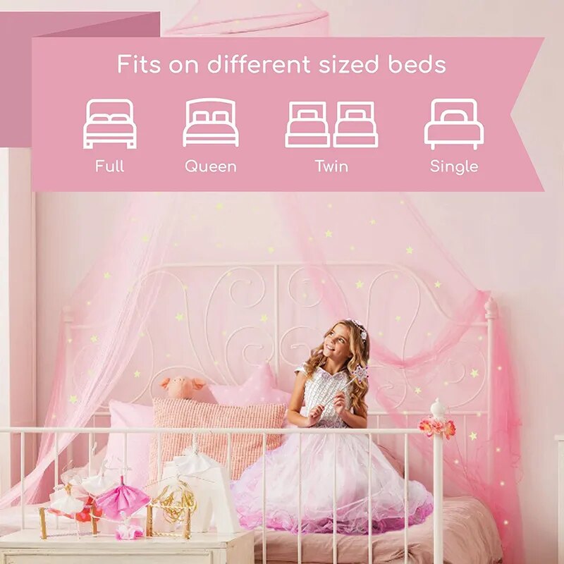 Girls Bed Canopy with Glowing Stars