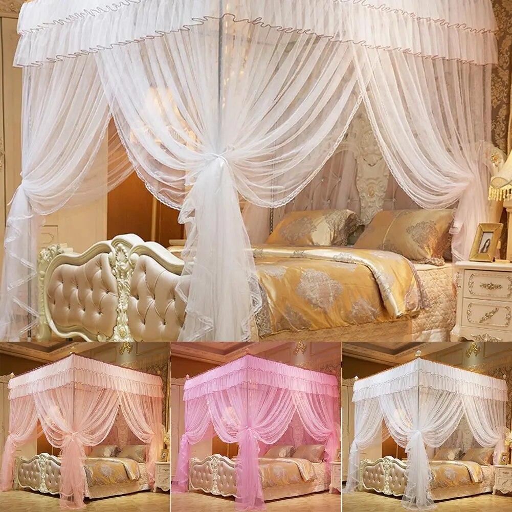 Four-Cornered  Pink Bed Canopy