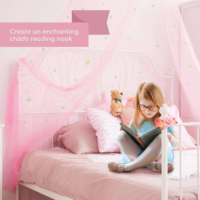 Girls Bed Canopy with Glowing Stars