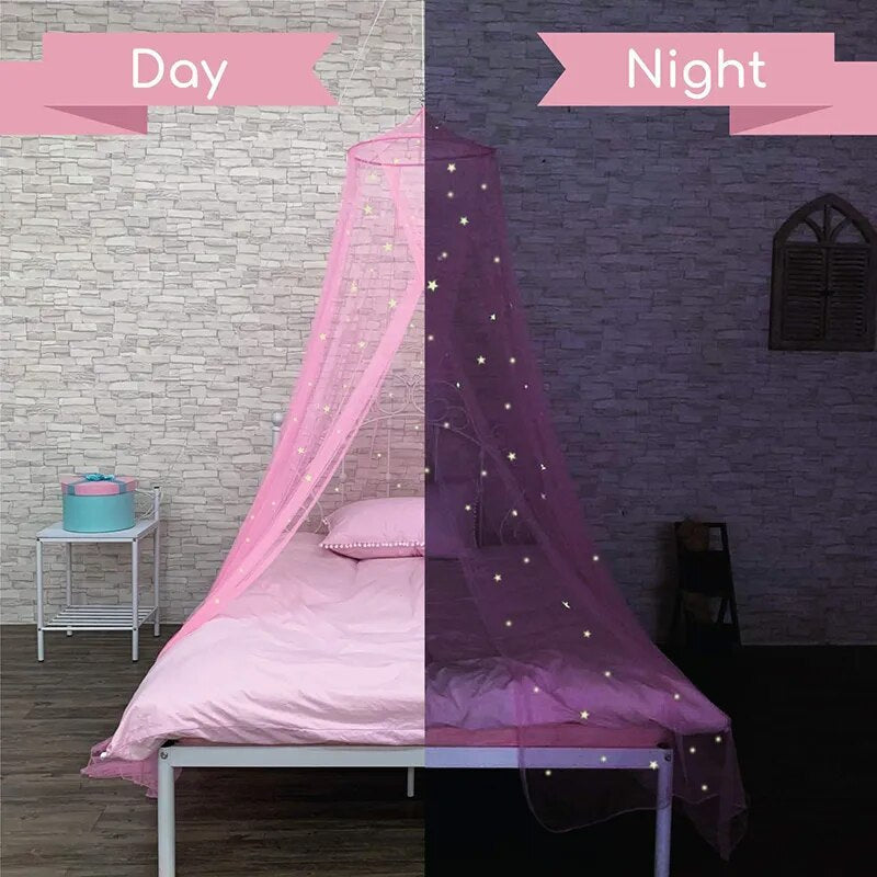 Girls Bed Canopy with Glowing Stars