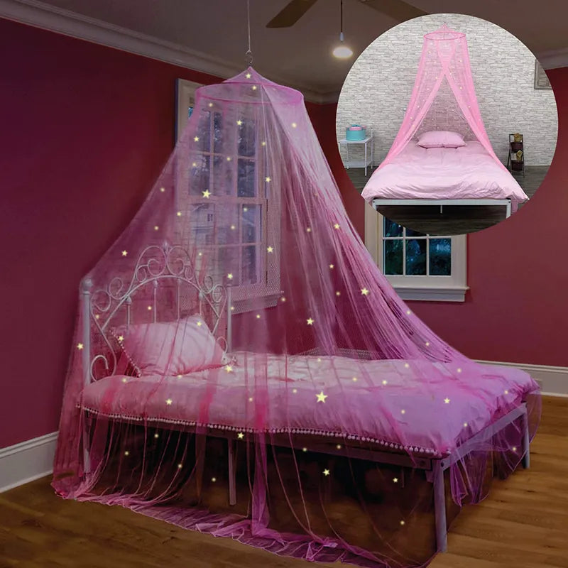 Girls Bed Canopy with Glowing Stars